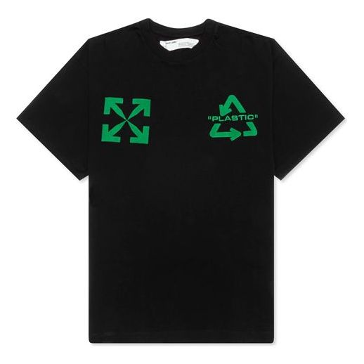 Men's Off-White C/O VIRGIL ABLOH Embroidered Logo Printing Short Sleeve Loose Version Black T-Shirt OMAA038S201850131044