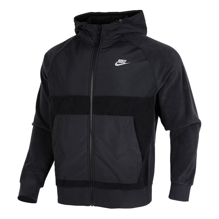 Nike Sportswear Casual Sports Splicing Pullover Fleece Lined Black DC4114-010