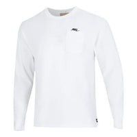Men's Nike Solid Color Alphabet Logo Athleisure Casual Sports Round Neck Long Sleeves Autumn White T-Shirt DR7930-100