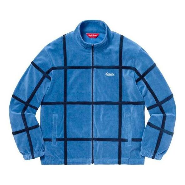 Supreme Grid Taping Velour Jacket 'Blue Black' SUP-SS20-509