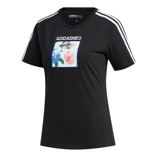 (WMNS) adidas neo FAVES TEE Sports Short Sleeve Black FP7324
