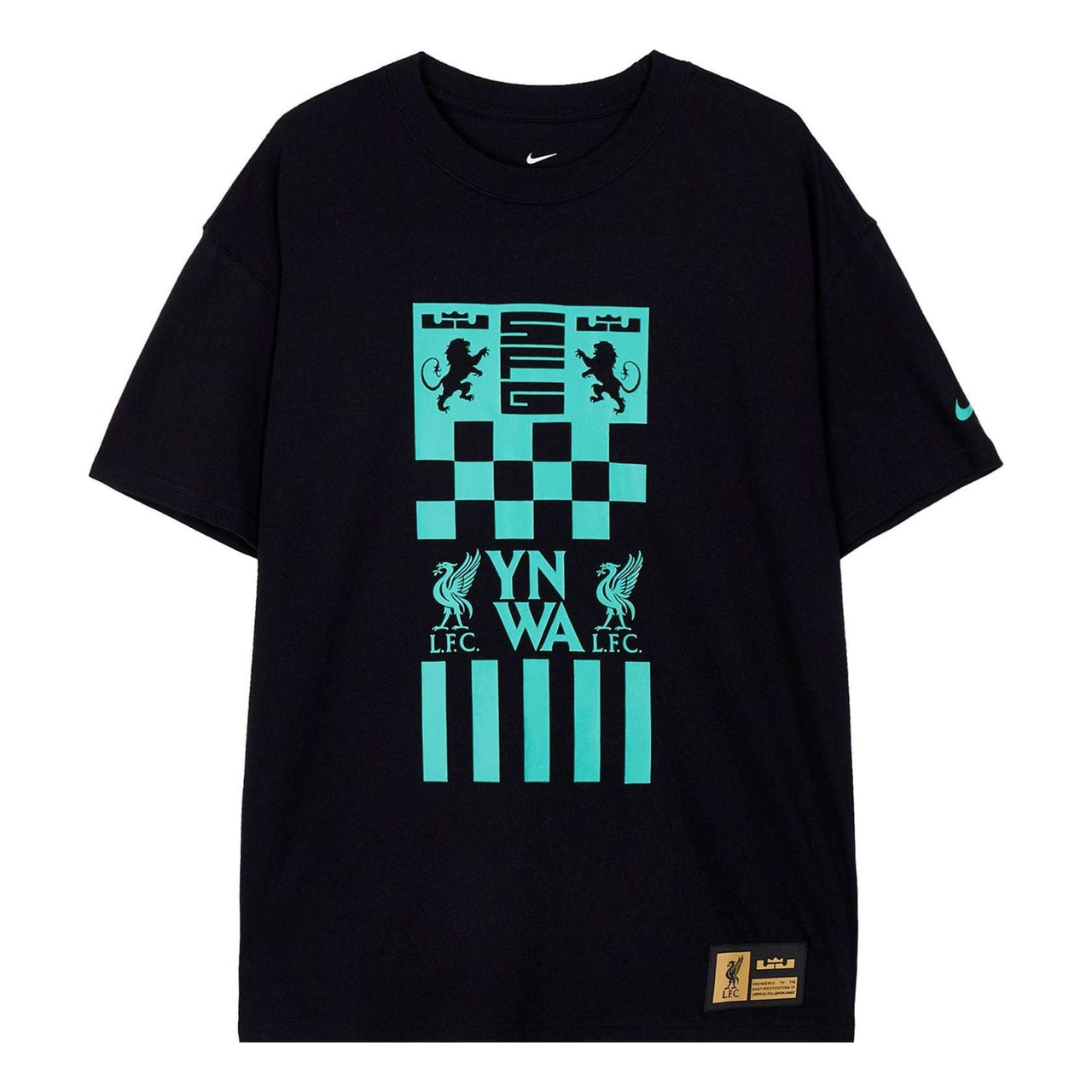 Nike LeBron x Liverpool FC Max90 Soccer T-Shirt Asia Sizing 'Black Teal' FZ8908-010