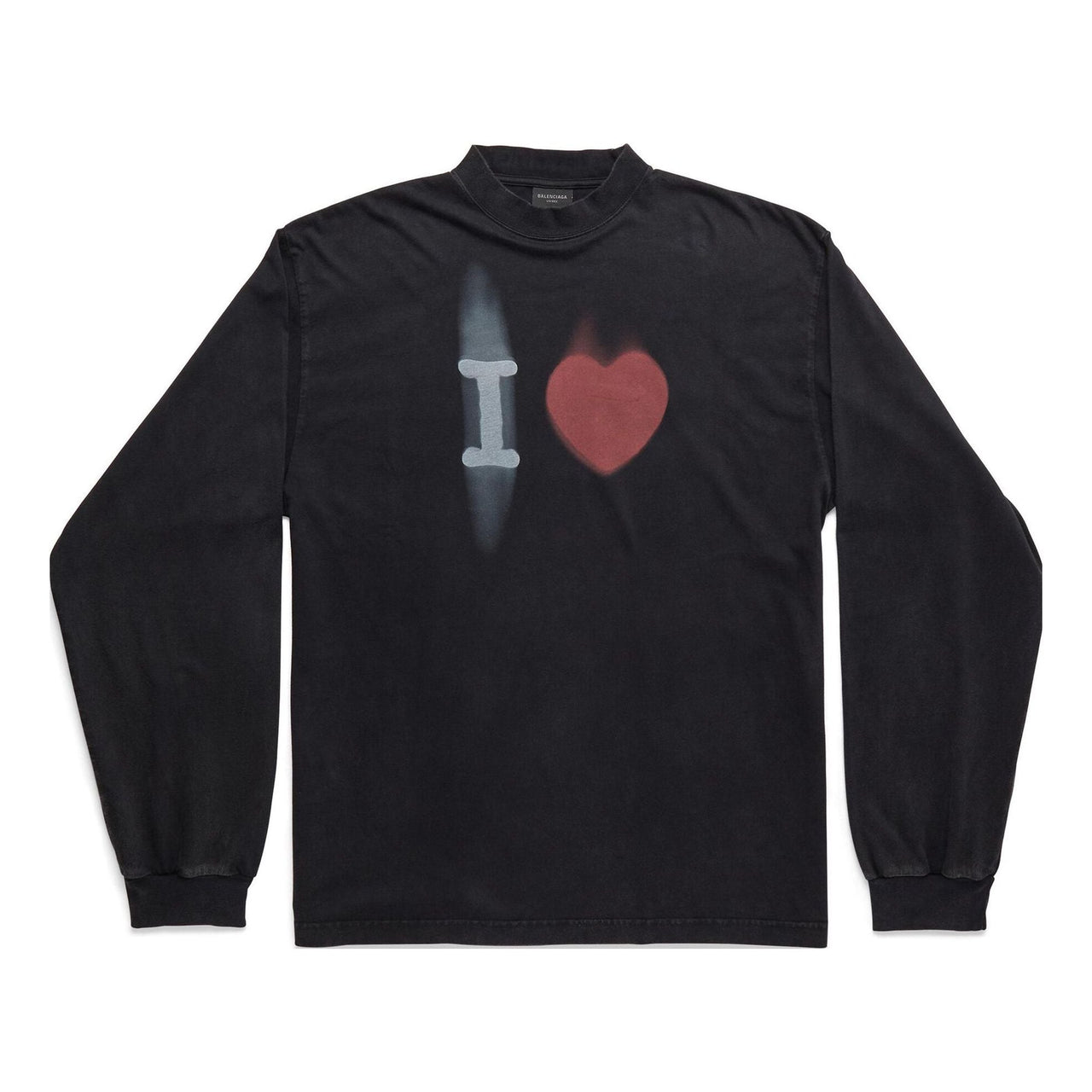 Balenciaga I Love Long Sleeve T-shirt Medium Fit 'Black' 744449TOVH39034