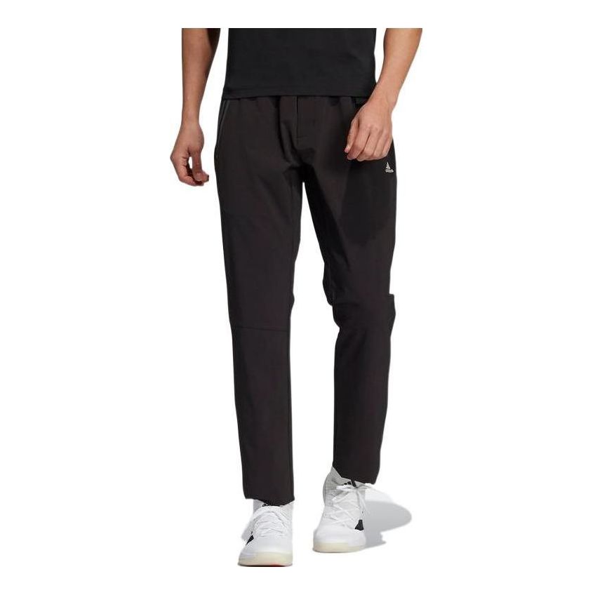 Men's adidas Solid Color Small Logo Straight Sports Pants/Trousers/Joggers Black H13784