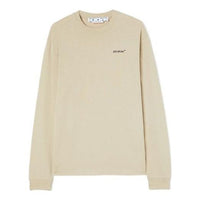 Men's Off-White FW22 Logo Printing Round Neck Pullover Long Sleeves Loose Fit Beige T-Shirt OMAB064S22JER0041710