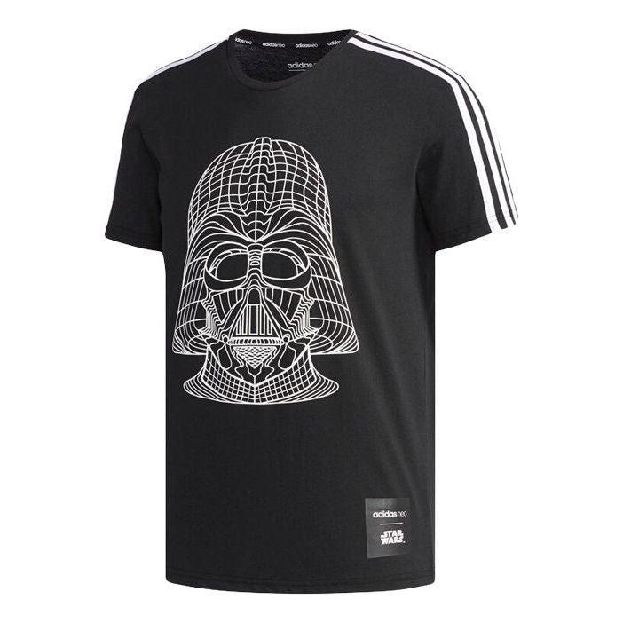 adidas neo M Sw Tee 5 Reflective Black Printing Round Neck Short Sleeve Black CV6998