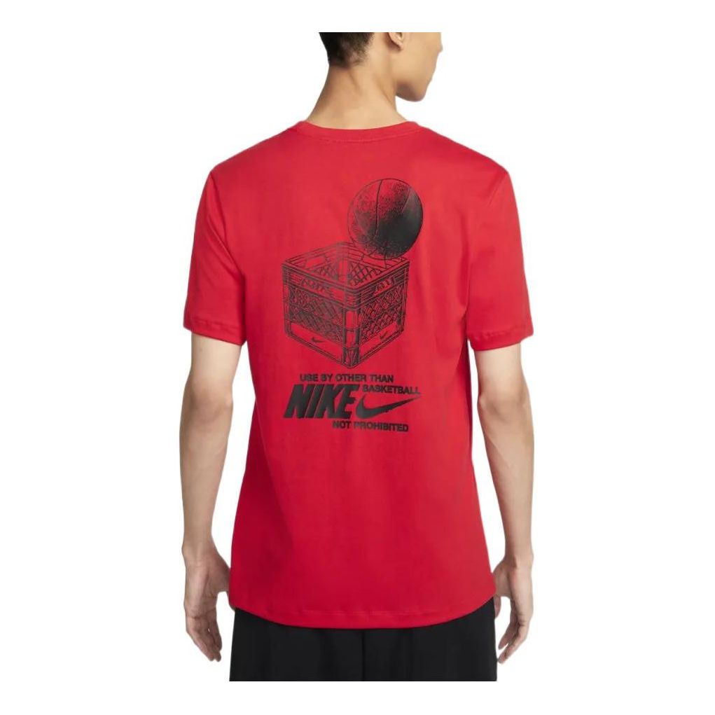 Men's Nike Logo Geometry Pattern Printing Round Neck Short Sleeve University Red T-Shirt DR7638-657
