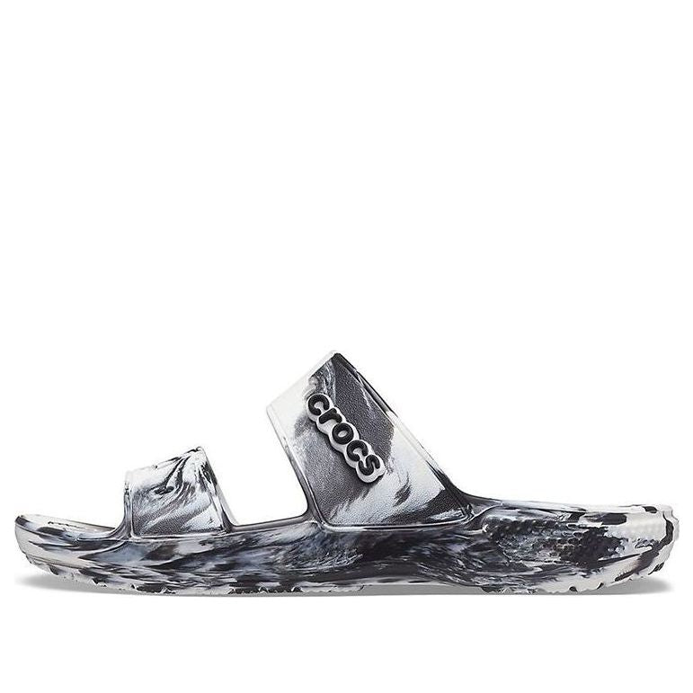 Crocs Classic Clog Marble Beach Sports Slippers Unisex White Black 207701-103