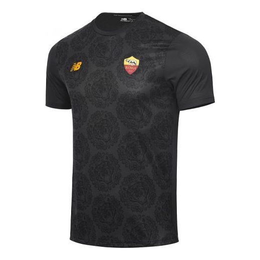 New Balance Men's New Balance As Roma Logo Printing Training Sports Round Neck Short Sleeve Black MT231300-BK