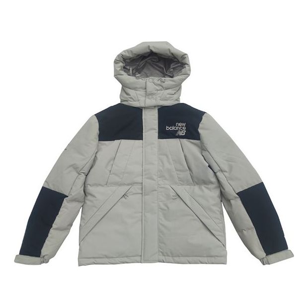 New Balance Windproof Hooded Down Jacket 'Grey Black' AMJ24377-PAA