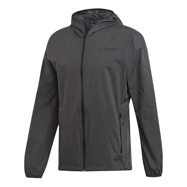 adidas Solid Color hooded Casual Training Sports Jacket Gray DT4144