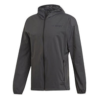 adidas Solid Color hooded Casual Training Sports Jacket Gray DT4144