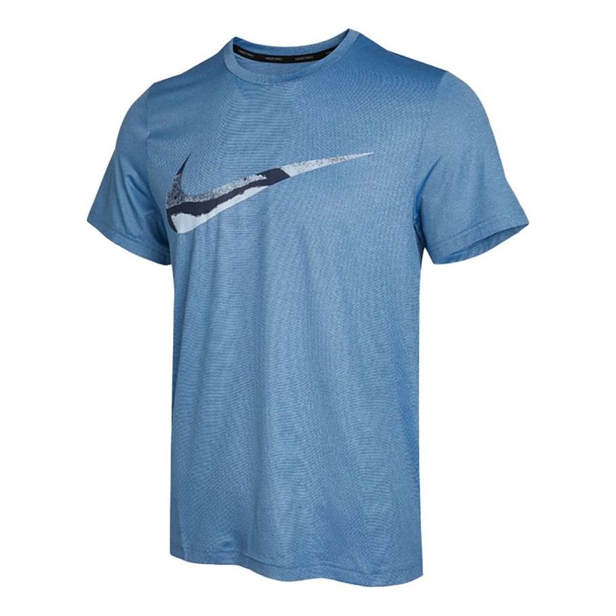 Men's Nike Logo Printing Round Neck Sports Short Sleeve Sky Blue T-Shirt CZ2585-437