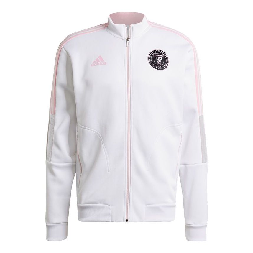 adidas Imcf Anthem Jkt Miami International Team Logo Woven Soccer/Football Sports Stand Collar Jacket White GK9749