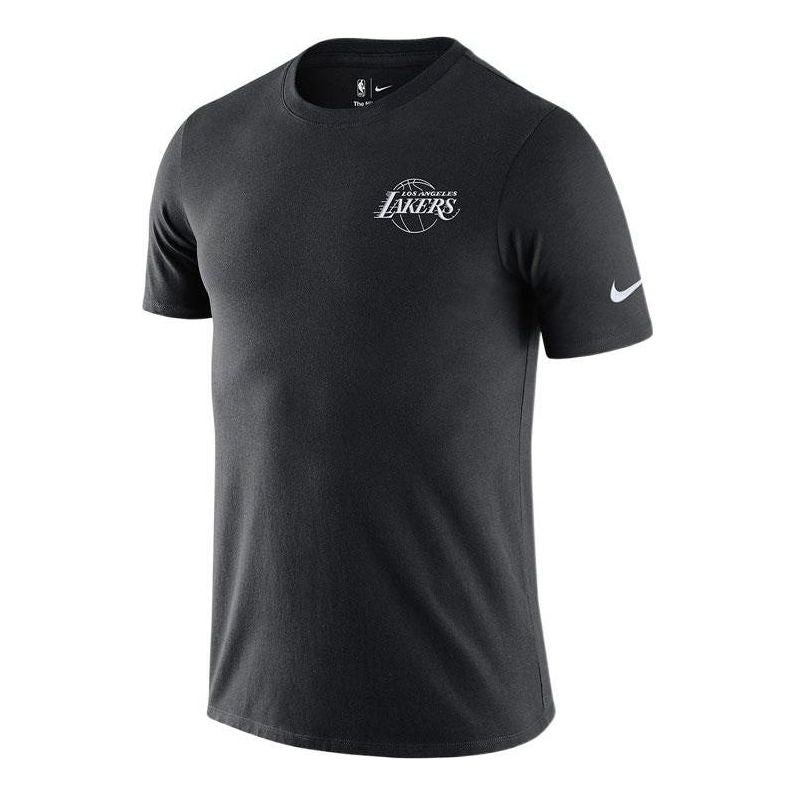 Men's Nike Embroidered Logo Knit Round Neck Short Sleeve Lakers Black T-Shirt DD6729-010