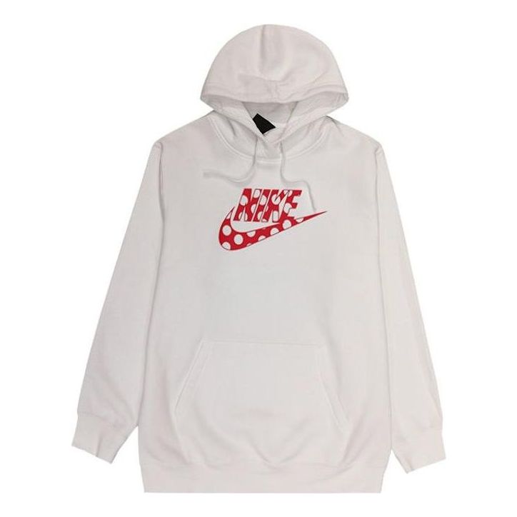 (WMNS) Nike Big Swoosh Dot Logo Pullover Hoodie 'White' CU4528-100