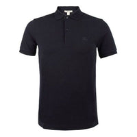 Burberry Logo Embroidered Solid Color Cotton Classic Short Sleeve Polo Shirt Black 80045811