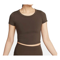 (WMNS) Nike One Fitted Dri-fit Quick-drying Short-sleeved Top 'Brown' FN2805-237