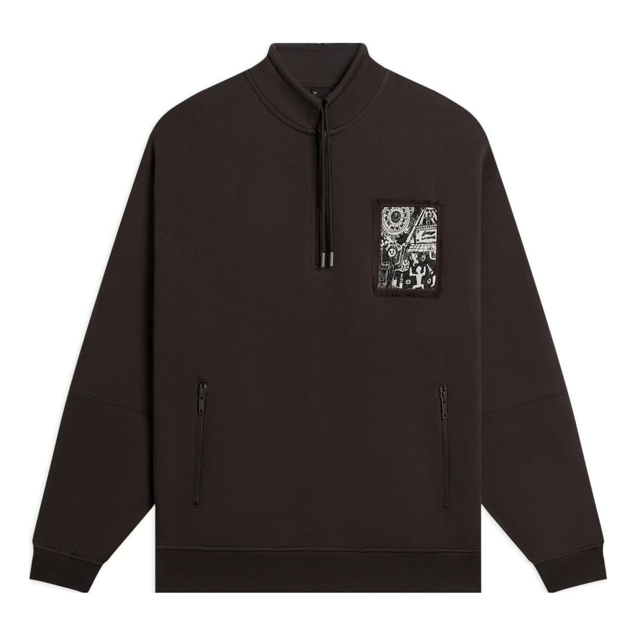 Li-Ning Graphic Half Zip Sweatshirt 'Dark Brown' AWDSB53-2