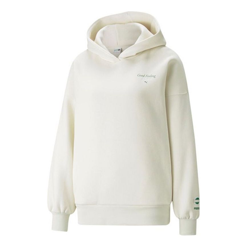 (WMNS) PUMA Logo Wellness Club Crew Hoodie 'White' 534397-73