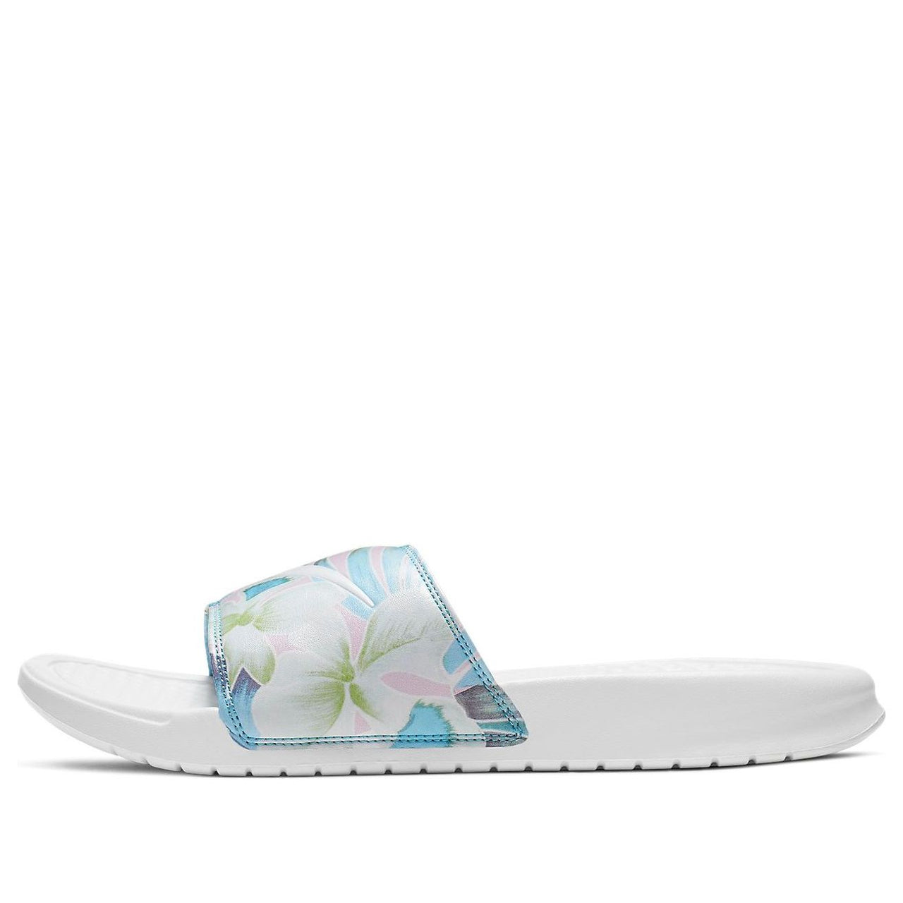 (WMNS) Nike Benassi JDI Floral Flowers White Blue Slippers 'White Blue' 618919-115