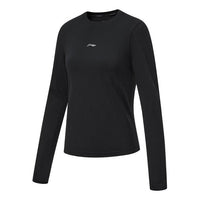 (WMNS) Li-Ning Small Logo Running Long Sleeve T-shirt 'Black' ATLT082-1