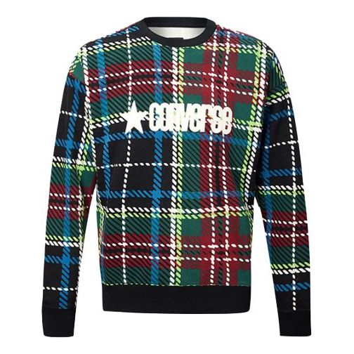 Men's Converse Plaid Pattern Logo Printing Round Neck Pullover 10019970-057