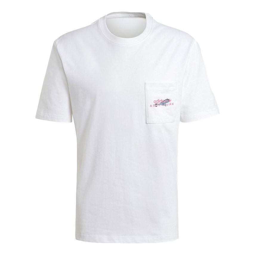 adidas originals Adv Pkt Logo Teeee Sports Round Neck Short Sleeve White GN2365