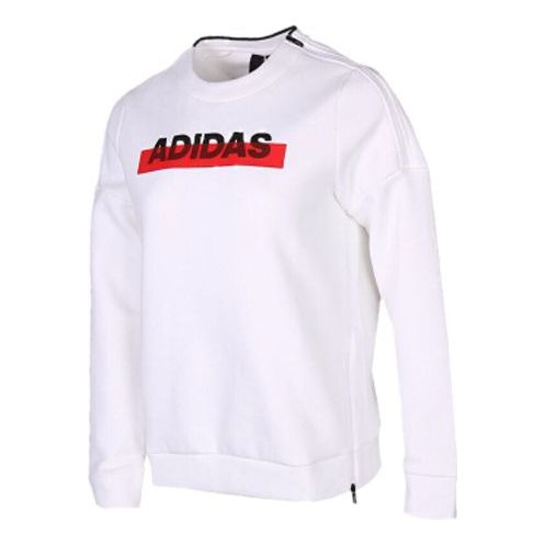 (WMNS) adidas Sports Stylish Pullover Round Neck Long Sleeves White EH3857