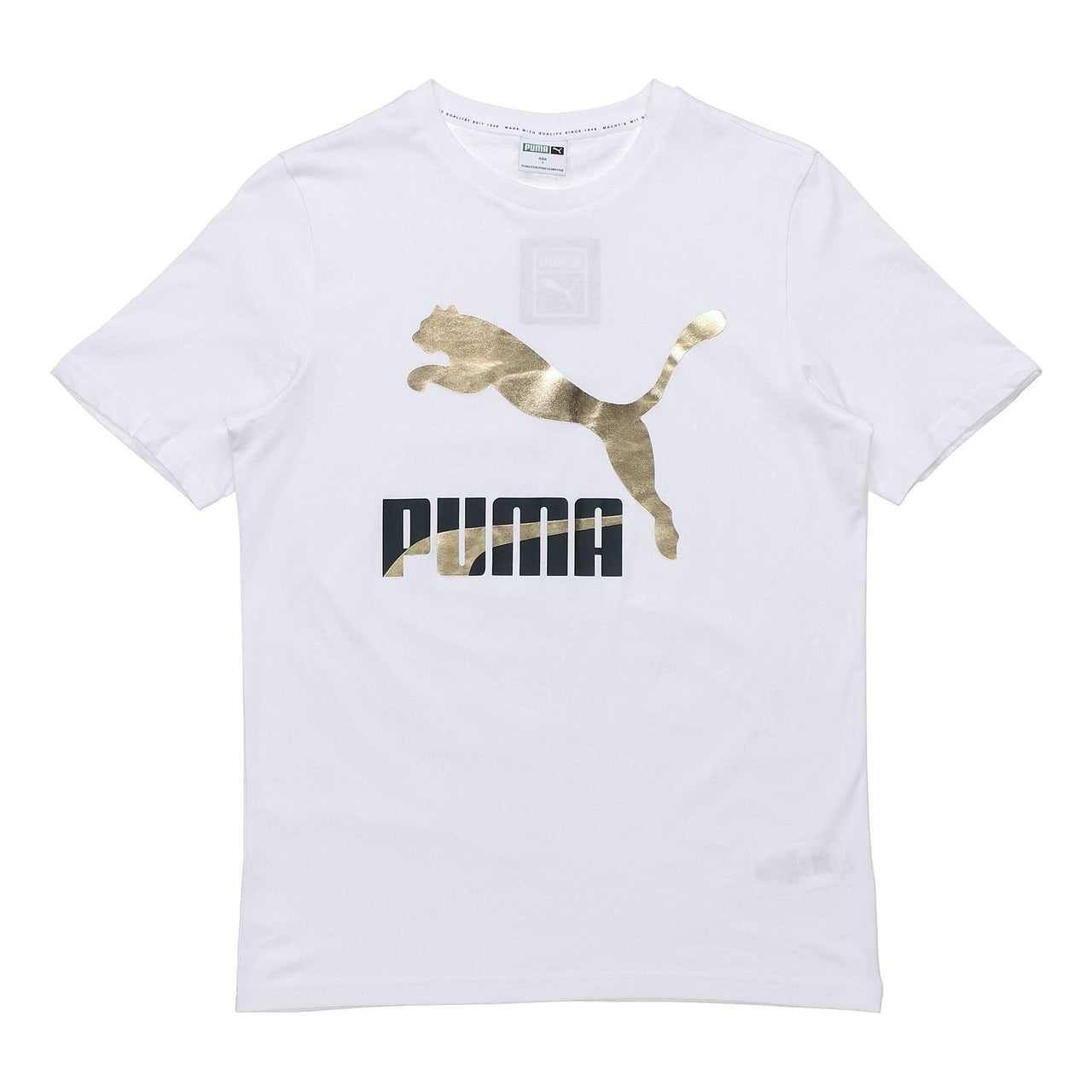 PUMA Classics Logo T-Shirt 'White Gold Black' 532280-02