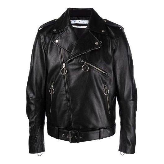 Off-White FW21 Pattern Printing Sleeve Zipper Jacket Slim Fit Version Black OMJG016F21LEA0011032