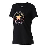 (WMNS) Converse Printing Sports Short Sleeve Black 10017088-A02