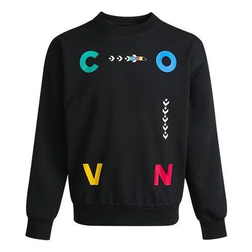Converse Sports Contrast Letter Print Crew Neck Sweatshirt 'Black' 10022414-A01