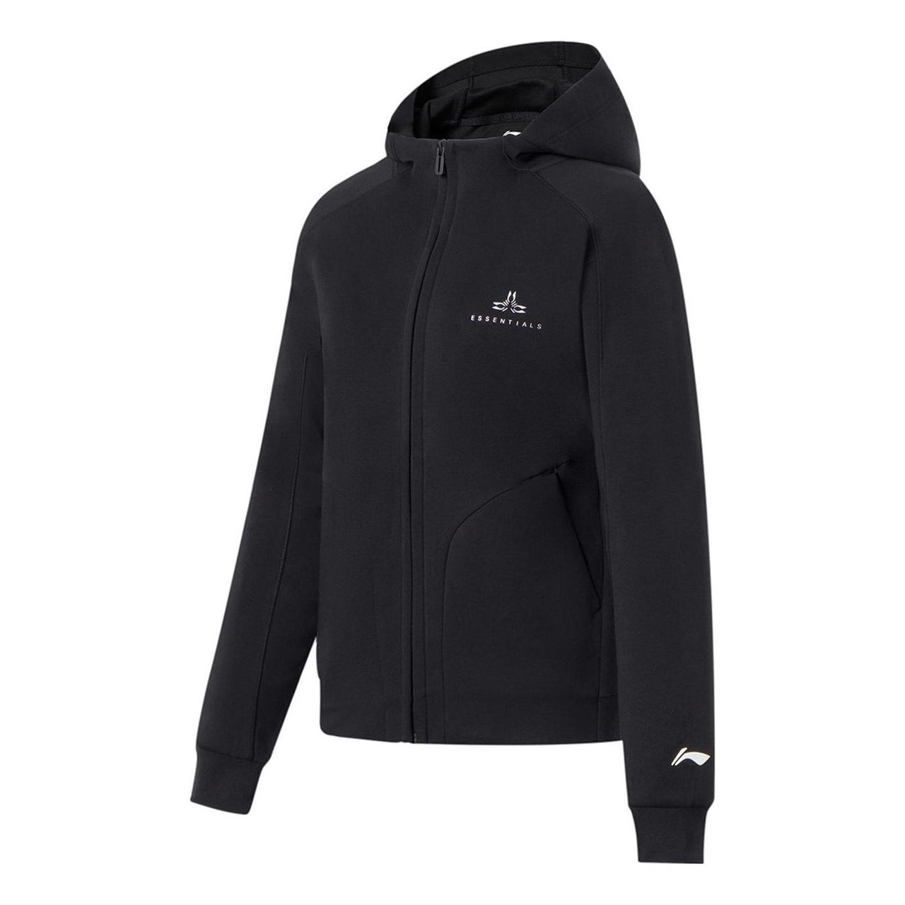 (WMNS) Li-Ning Essentials Logo Full Zip Training Hooded Jacket 'Black' AWDS780-2
