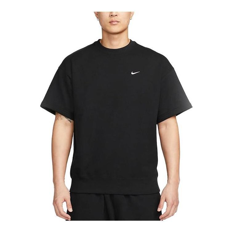 Nike Solo Swoosh Short Sleeve French Terry Top 'Black' DX0881-010