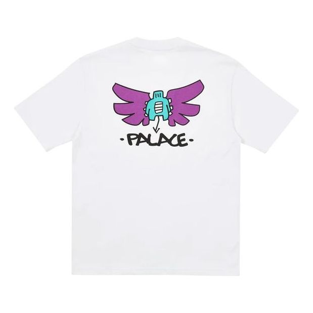 PALACE x Slap Magazine Crossover Angel Cartoon Funny Pattern Printing Short Sleeve Unisex White P20TS253