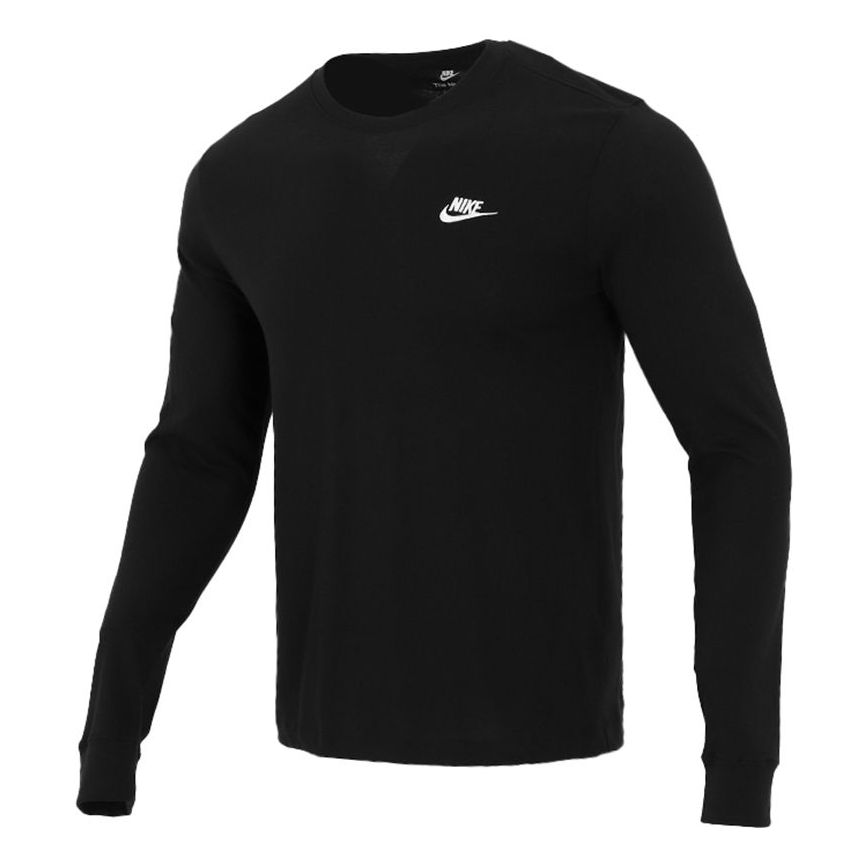 Men's Nike Embroidered Logo Loose Sports Running Long Sleeves Black T-Shirt AR5194-010