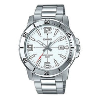 CASIO Stainless Steel Strap Quartz Waterproof Mens SilverWhite Analog MTP-VD01D-7BV
