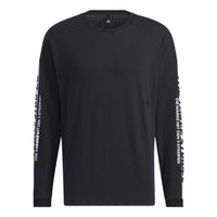 Men's adidas Sleeve Alphabet Pattern Round Neck Pullover Black HD0083
