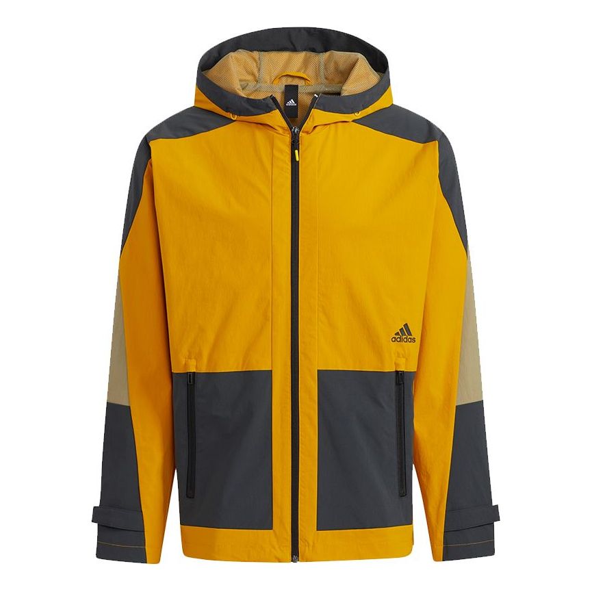 adidas Th Wv Block Jkt Colorblock Hooded Jacket Gold Color H40225