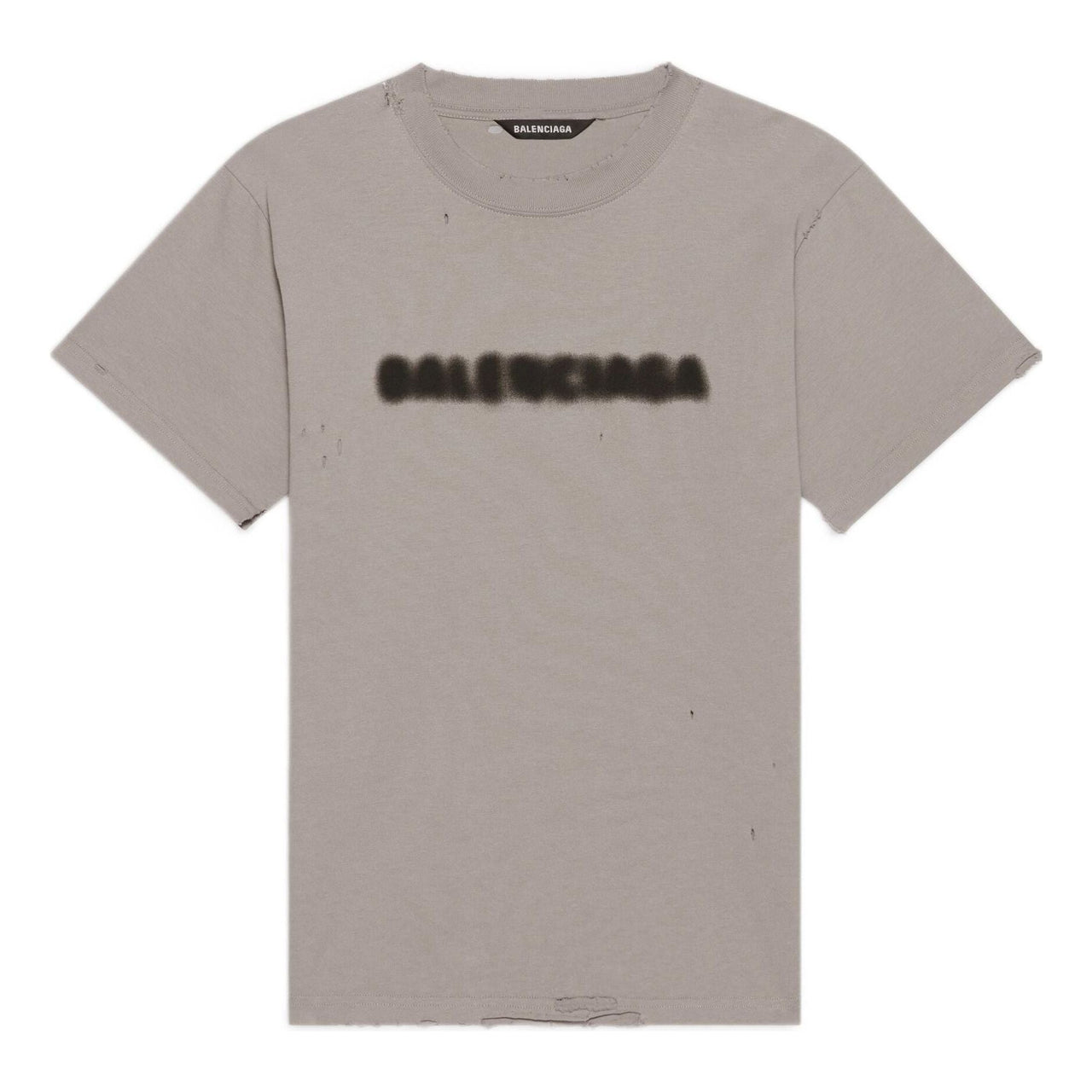 Balenciaga Blurry Logo Hole Retro Classic Short Sleeve Unisex Gray 661705TKVD58174