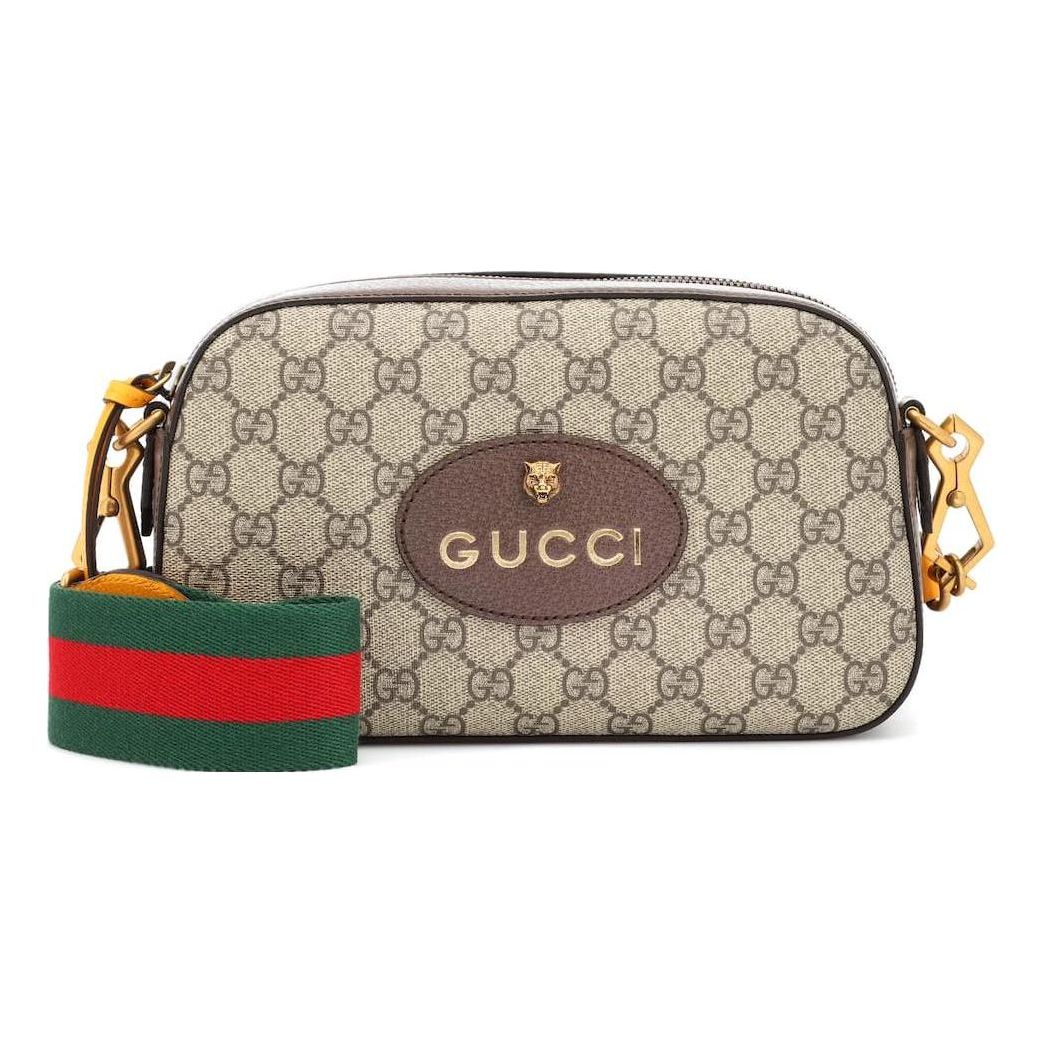 Gucci Neo Vintage Metallic Tiger Head Logo Stripe Messenger Bag 'Brown Yellow' 476466-K9GVT-8856