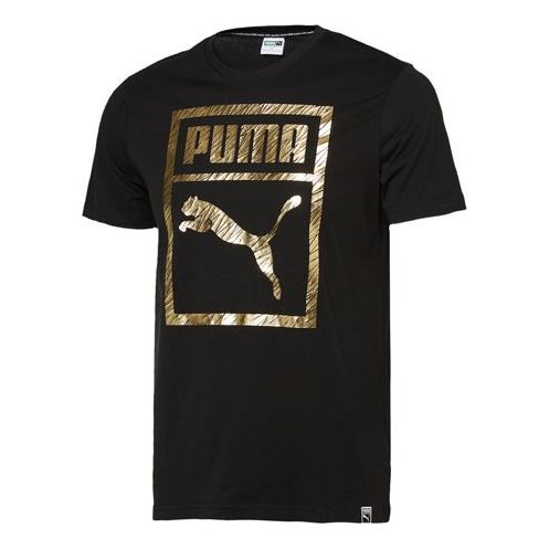 PUMA Bronzing Printing Casual Sports Round Neck Short Sleeve Black 576437-51