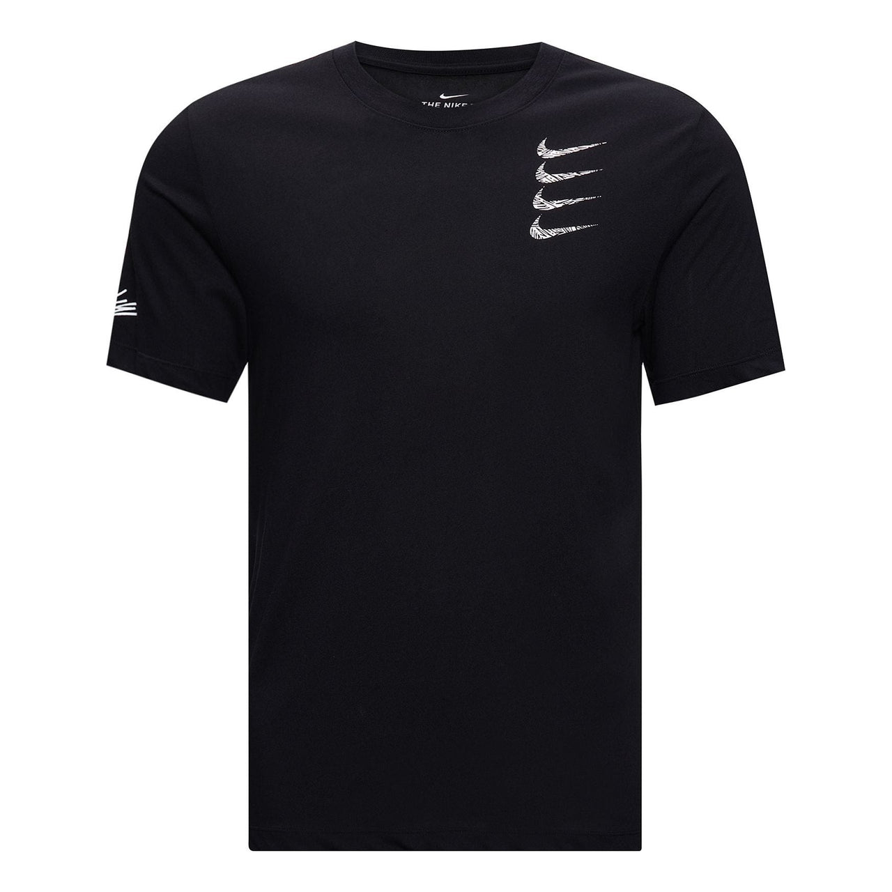 Nike Round Neck Training Short Sleeve 'Multi Swoosh Black White' CT6465-010
