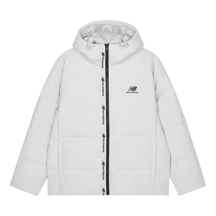 New Balance Logo Print Down Jacket 'White Black' AMJ23343-GYM