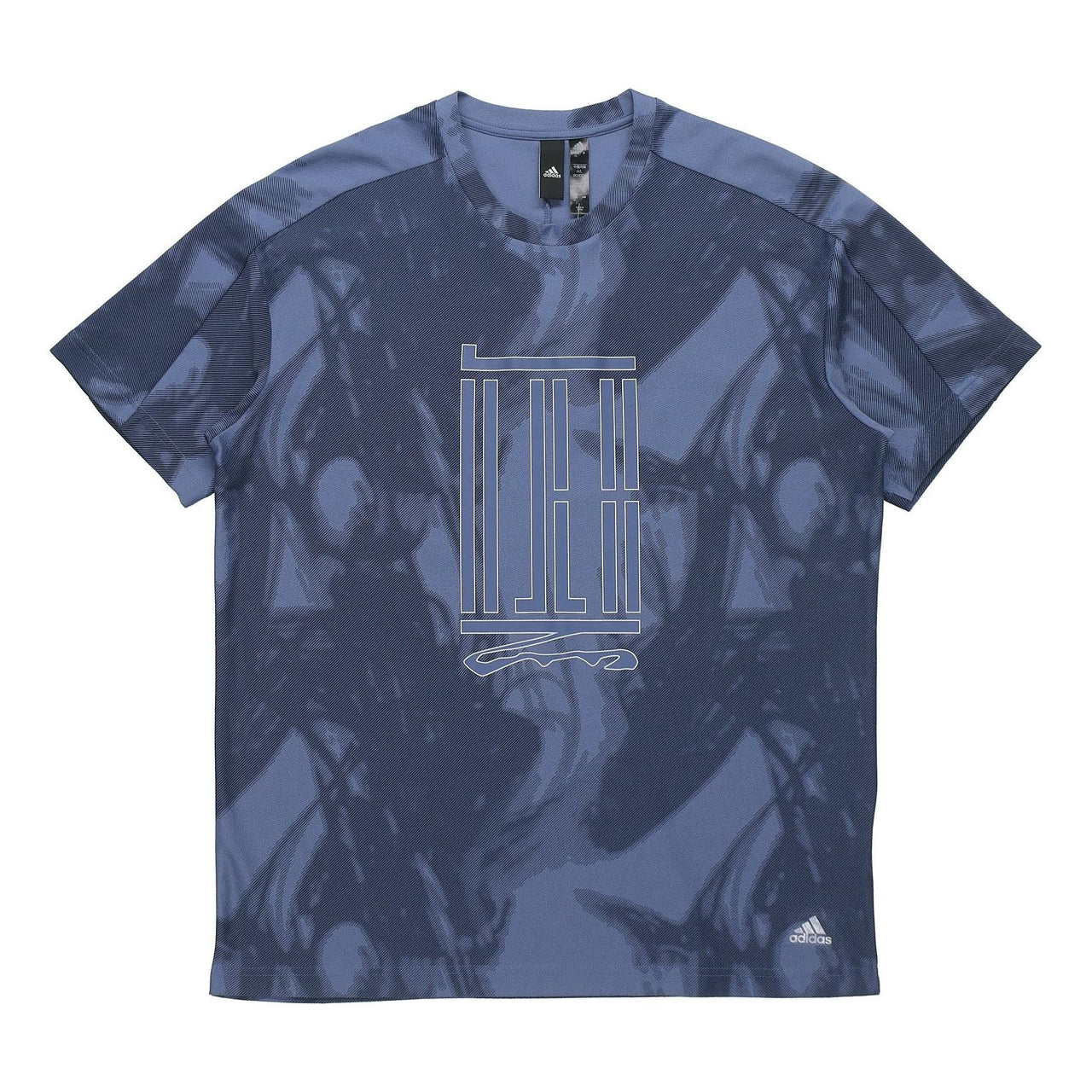 adidas Wj Top Series Sports Loose Printing Round Neck Short Sleeve Blue GU1801
