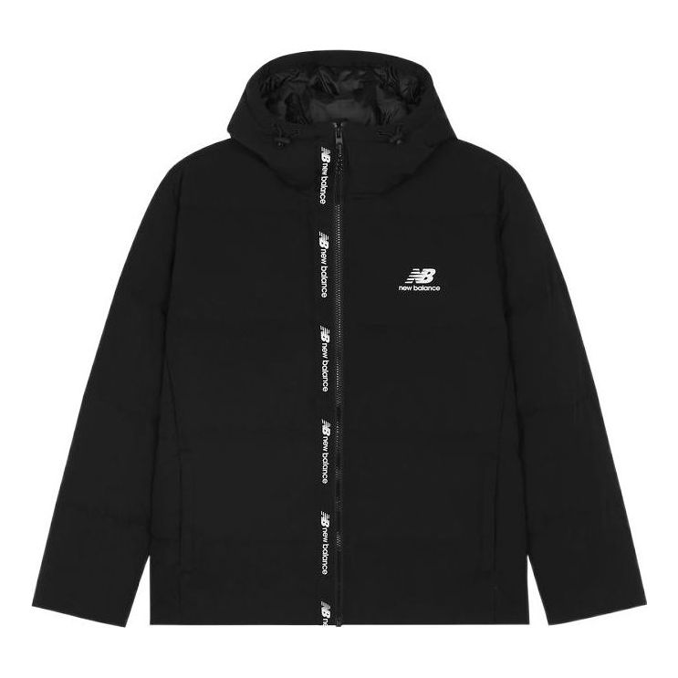 New Balance Logo Print Down Jacket 'Black White' AMJ23343-BK