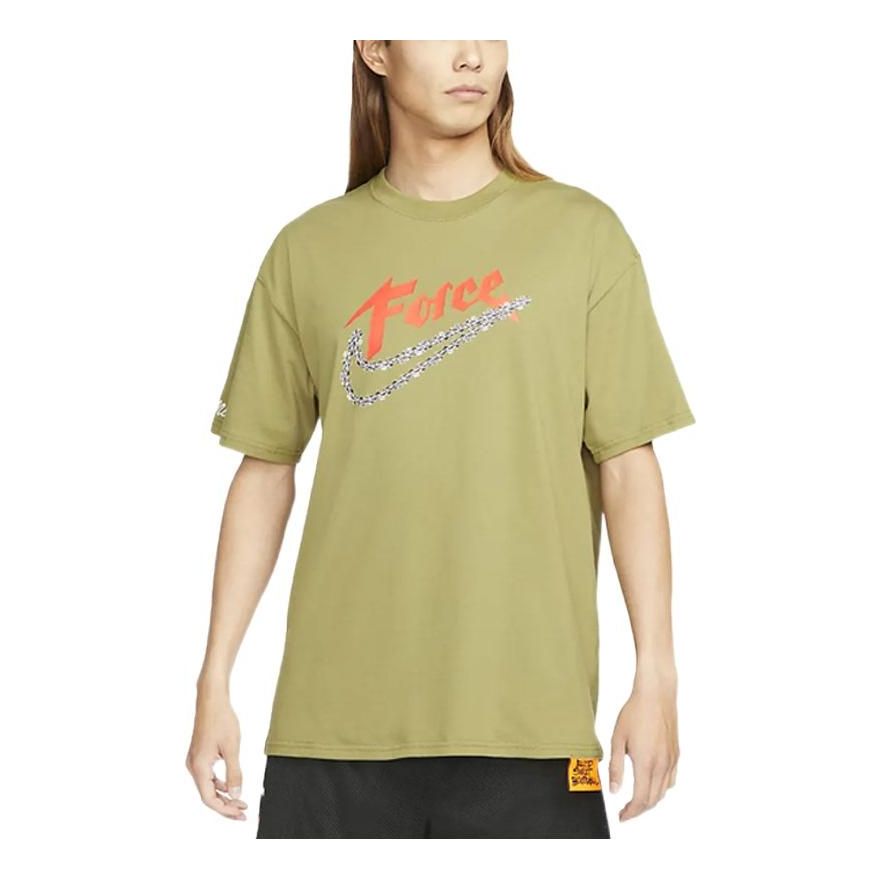 Men's Nike Alphabet Logo Printing Round Neck Short Sleeve Green T-Shirt DN2963-378
