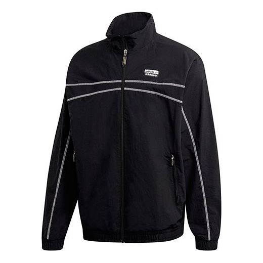 adidas TRACKTOP Slogan Sports Coat Men Black GI7437