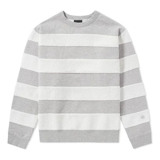Men's adidas originals x alexander wang Crossover Colorblock Stripe Round Neck Long Sleeves Gray BS3018